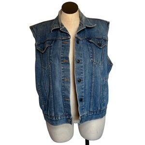 Giorgio Morandi Women Size 2XL Denim Vest Medium Blue Jean Classic Fit Button Up